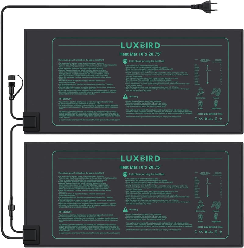 Luxbird fűtőszőnyeg palántákhoz - 2db vízálló, 21W-os csíráztató melegítőlap