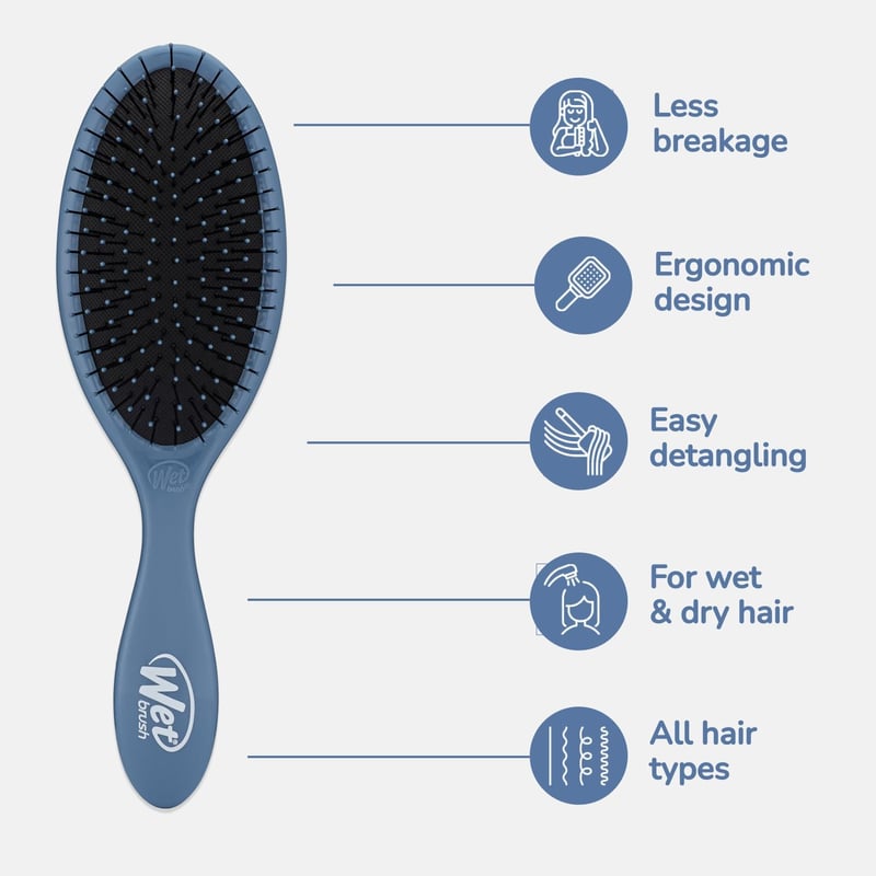 WetBrush Original Detangler Hajkefe Kék - Intelliflex Sörtékkel Nedves és Száraz Hajhoz, Kíméletes Hajbontó Minden Hajtípushoz