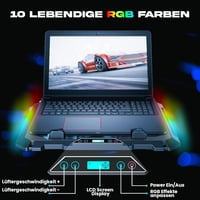 KLIM V8 Gamer Laptop Hűtőpad 8 Ventilátorral - RGB Világítás - 17 Colos Laptopokhoz - 2 USB Port - Telefontartó - Állítható Szög 4
