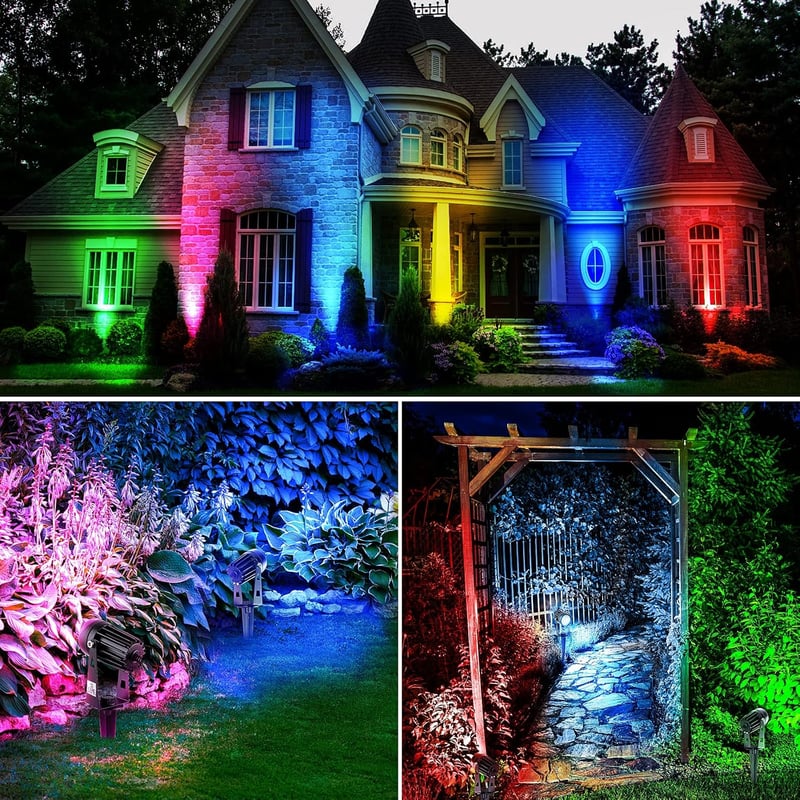 beek RGB Kerti Lámpa Szett 6db - Távirányítós LED Spotlámpa Földbe Szúrható Tüskével, IP65 Vízálló Kültéri Világítás Kerthez, Fákhoz, Partik