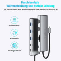 RSHTECH 11 az 1-ben MacBook Dokkoló - 8K/4K HDMI, USB 3.2/3.0, 100W PD, SD/TF, Gigabit Ethernet - Két Monitoros USB-C Hub Windows/Linux/Mac  7