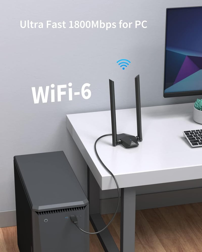 ioGiant WiFi 6 AX1800 USB adapter PC-hez, nagy hatótávolságú, Windows 10/11