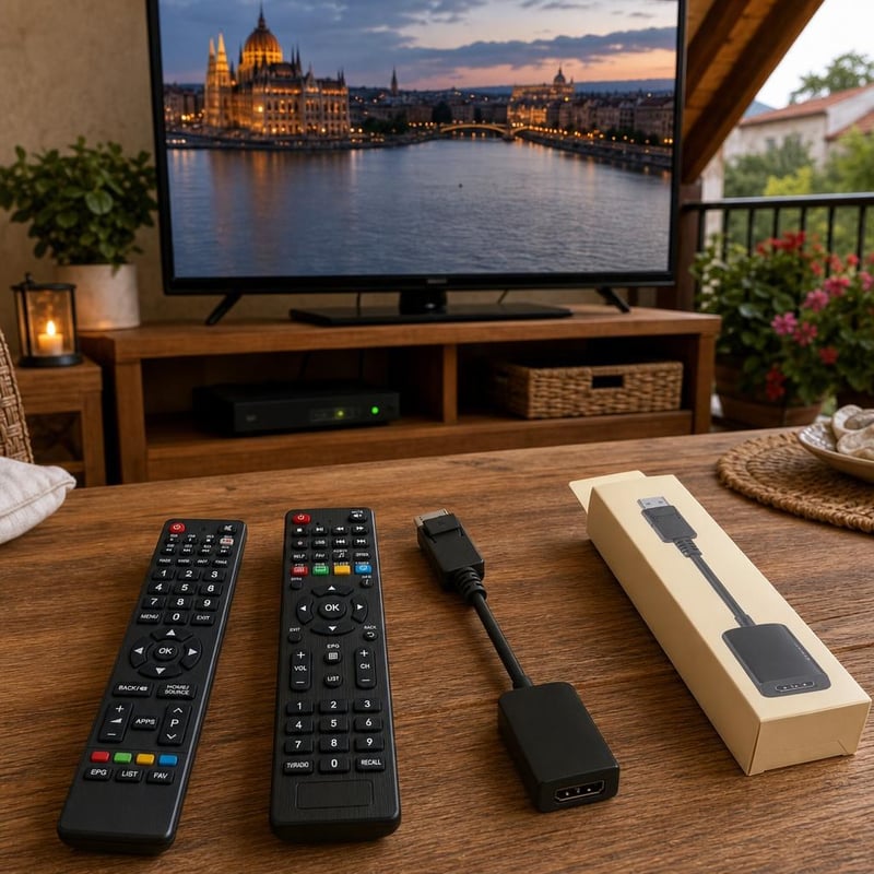 Set za kućno kino: 1x zamjenski TV daljinski + 1x daljinski za dekoder + 1x aktivni DP-HDMI adapter