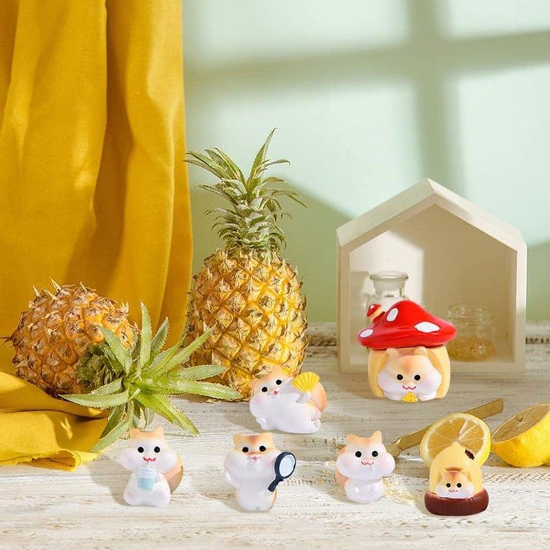 KyeeaDIY Tündérkert Mini Nyúl és Mókus Figurák - Rezin Kerti Díszek