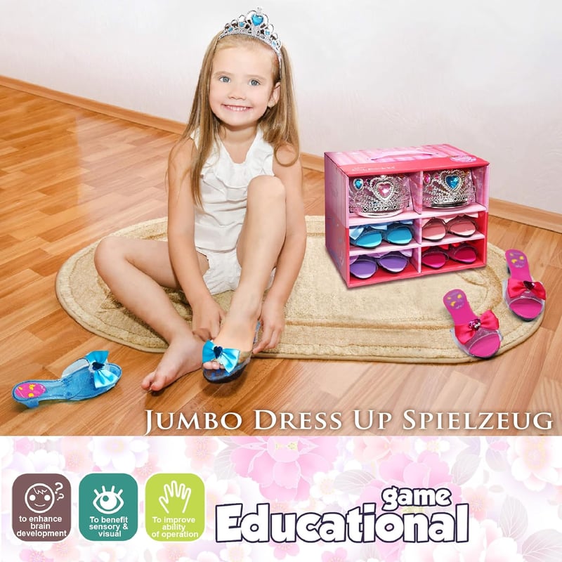 Unicorn Rózsaszín Smink Készlet Lányoknak - Hercegnős Jelmez Kiegészítőkkel, Ékszerekkel és Cipőkkel 3-18 Éves Korig