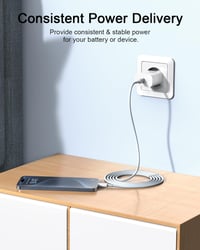 Amoner 30W USB-C Gyorstöltő + 2m Kábel - iPhone 16/15, Samsung S24/S23, iPad Kompatibilis PD 3.0 Hálózati Adapter Xiaomi Telefonokhoz 7