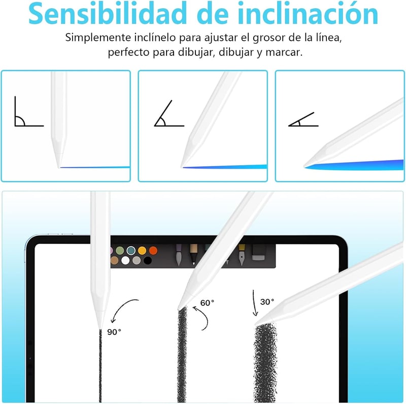 KBCASE iPad Érintőceruza - Dőlésfelismerő Stylus Toll Kompatibilis iPad 2018-2022 Modellekkel, 5 Cserélhető Heggyel