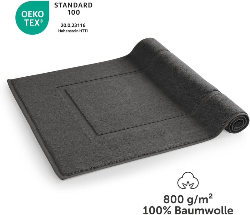 Blumtal Pamut Fürdőszobai Szőnyeg, 50x80 cm, 100% Frottír Pamut, Oeko-Tex Tanúsított, Mosógépben Mosható, 2 db-os Szett, Antracit