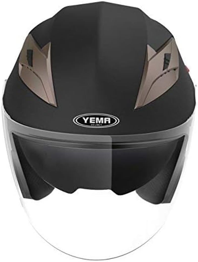 YEMA YM-627 Motoros Sisak Matt Fekete ECE Homológ Dupla Napellenzővel Roller Chopper Bukósisak Férfi Női Felnőtt
