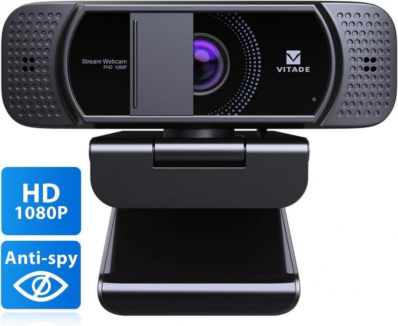 Webkamera HD 1080P Mikrofonnal és Fedéllel - Streameléshez, Játékhoz