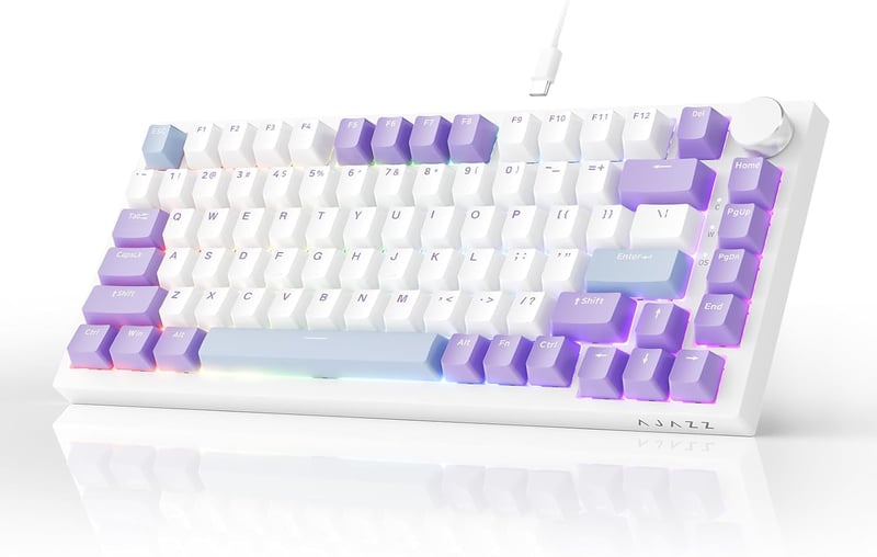 AJAZZ AK820 Mechanikus Gamer Billentyűzet, 82 Gombos, RGB Háttérvilágítás, Hot-Swap, PBT Keycaps, Hangerőszabályzó, Windows/MacOS/Linux Komp