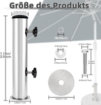 Univerzális Napernyőtalp Adapter Készlet 3 Szűkítőgyűrűvel (48/38/32 mm) - Gránit, Vas és Cement Talphoz Kompatibilis Napernyőtartó Hüv 3
