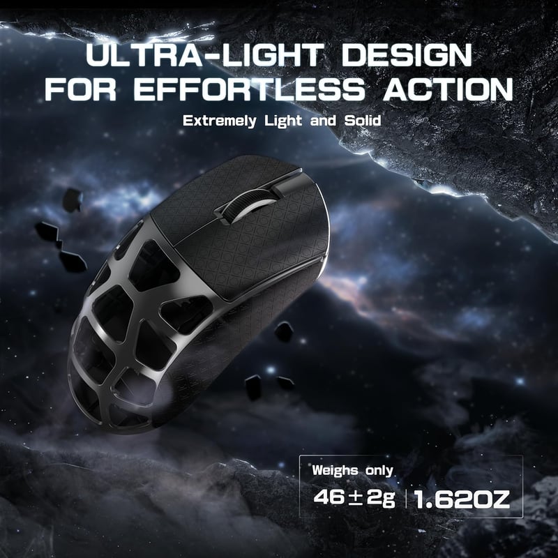 ATTACK SHARK R3PRO 46g Szuperkönyű Magnézium Gamer Egér, 8000Hz Vezeték Nélküli, 26000 DPI, PixArt PAW3395 Szenzor, Bluetooth/2.4G/Vezetékes