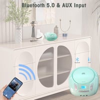 WISCENT Hordozható CD Lejátszó Bluetooth-szal, FM Rádióval, USB MP3 Lejátszással, AUX Bemenettel, Fejhallgató Csatlakozóval, CD-R/RW és MP3- 6