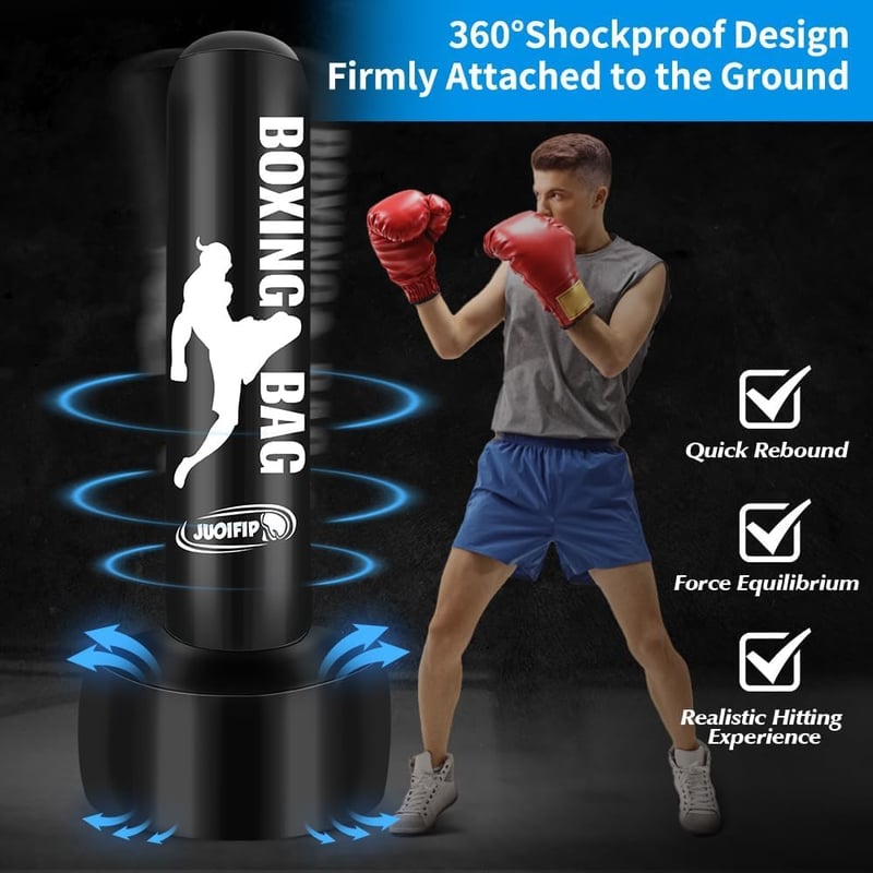 JUOIFIP 180 cm Álló Boxzsák Felfújható Edzés MMA Muay Thai Kickboxing