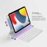HOU Billentyűzetes Tok iPad 10. Generáció 10.9" 2022 - Állítható Szögű Smart Folio Mágneses Töltéssel Fehér 6