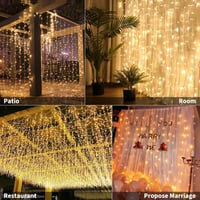 Bigzom LED Fényfüggöny 2x2m - 200 Meleg Fehér LED, USB, IP65 Vízálló, Beltéri/Kültéri Dekoráció Esküvőre, Karácsonyra, Valentin-napra 10 Aka 5