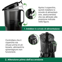 Fretta Slow Juicer 135mm XXL Nyílással - 1,8L Hidegpréselő Gyümölcs és Zöldségprés, Egész Gyümölcsökhöz, BPA-mentes Tritan Anyag, 250W, Szür 5