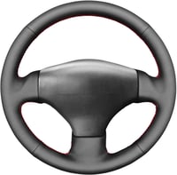 Husă Volan MEWANT pentru Peugeot 206/206 CC/206 SW - Înveliș din Piele Artificială Cusut Manual, cu Cusături Roșii, Anti-alunecare 1