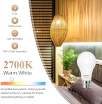 DiCUNO B22 LED Izzó 15W, 100W Izzó Helyettesítő, 2700K Meleg Fehér, 1350 Lumen, A60 Klasszikus Forma, Energiatakarékos, Beltéri Használatra, 2