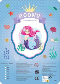 AOOWU Sellő jelmez lányoknak - 4 részes szett lila koronával, 140 cm 10