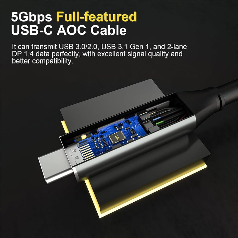 Ugreen 10 méteres optikai USB-C kábel, 5Gbps, 60W PD, 4K@60Hz támogatással
