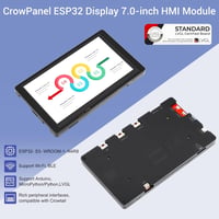 ELECROW 7" ESP32 HMI érintőképernyős monitor, 800x480 RGB TFT LCD, LVGL/Esphome kompatibilis 7
