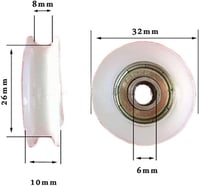 Winwill U-hornyos görgőcsapágy 4db - 6x32x10mm zárt golyóscsapágy bútorokhoz, tolóajtókhoz, sínekhez - nagy teherbírású szénacél 2
