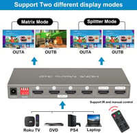 HDMI Matrix Switch 4K 60Hz - 4 be 2 ki elosztó, optikai és AUX hangkimenettel, HDR10 támogatással 3
