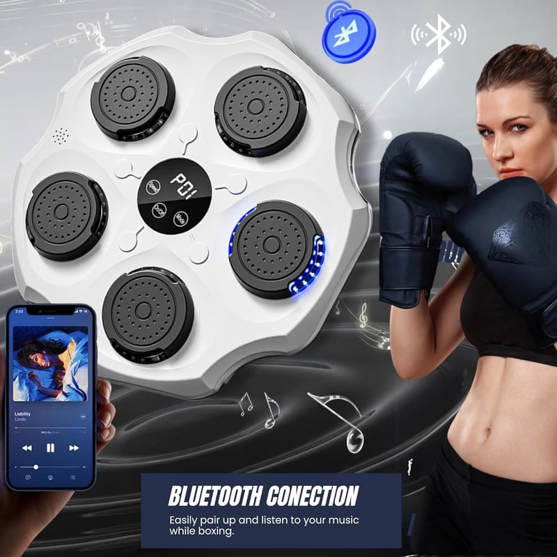 MAGIC SELECT Elektronikus Boxgép LED Kijelzővel - PU Fali Boxedzés Eszköz Kesztyűkkel, Bluetooth, Zenei Ritmusra Világító Ütőfelület, 2 Üzem