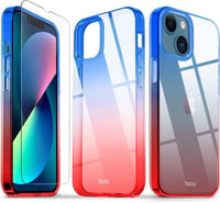 iPhone 13 Mini Kék-Piros Áttetsző Szilikon Tok Beépített Képernyővédővel 1