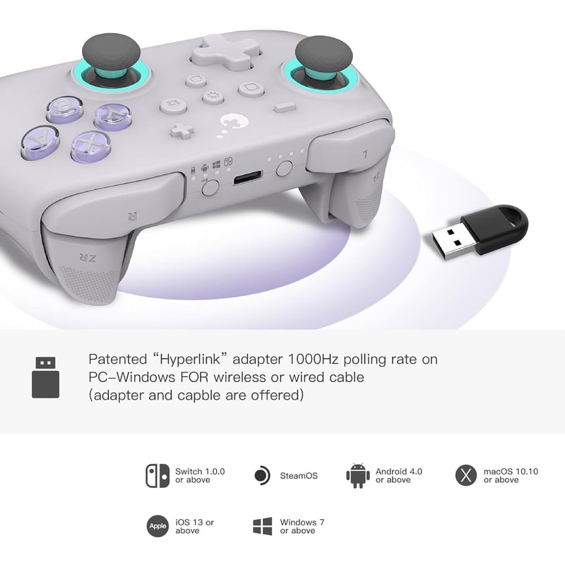GuliKit KK3 Max Bluetooth Kontroller - Hall Effekt Joystick, Állítható Ravaszok, Cserélhető Paddlek, Switch/OLED/PC Kompatibilis, Drift-ment
