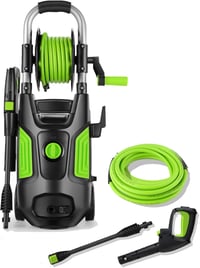 COOCHEER 1600W-os nagynyomású mosó, 150 bar, zöld - autó, kerítés, kert tisztításához 1