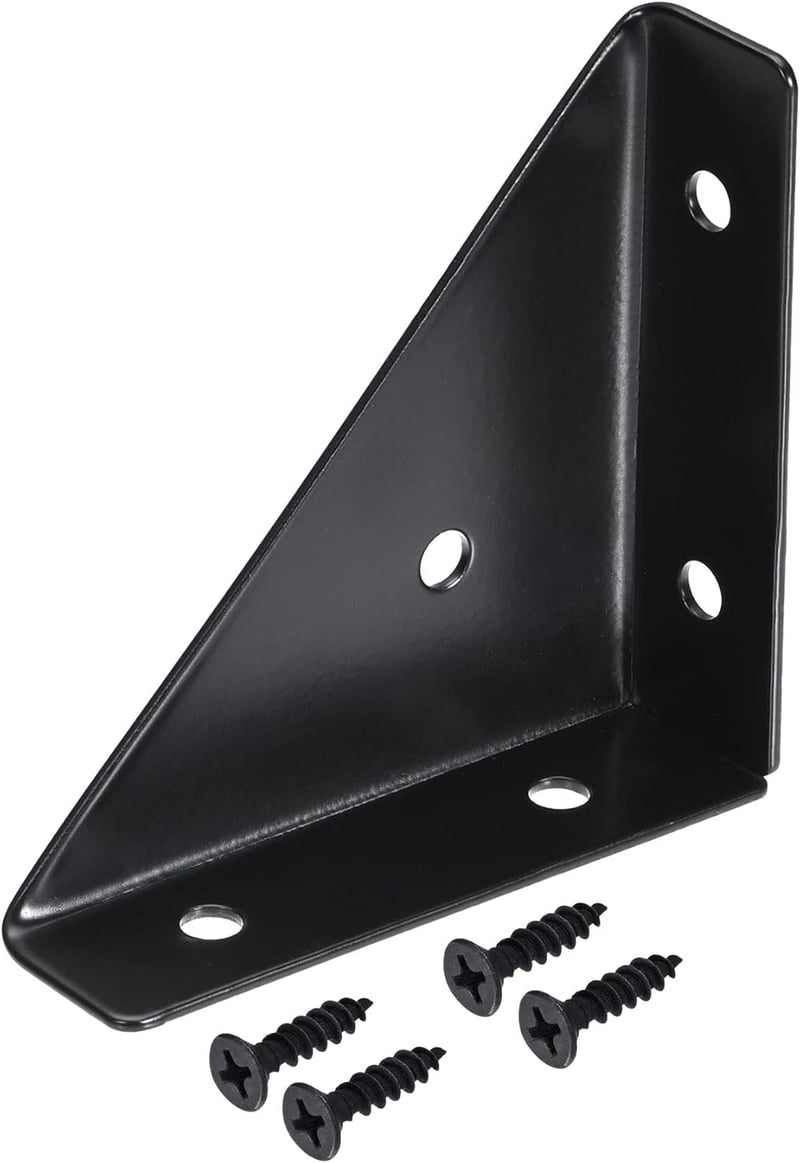 Fekete acél sarokvas, 66x66 mm - 4 db, íróasztalhoz, ágykerethez