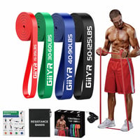 Giiyr Ellenállás Szalag Készlet 4 db, 5-125 lbs Erősítő Fitness Gumiszalag Húzódzkodás Segítő Jóga Pilates Edzés Narancssárga Zöld Kék 2