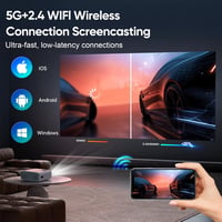 AKATUO 4K Támogatott Hordozható Projektor, Natív 1080P Felbontás, 15000L Fényerő, 5G WiFi, Bluetooth 5.2, 50% Zoom, Otthoni Mozi és Kültéri  3
