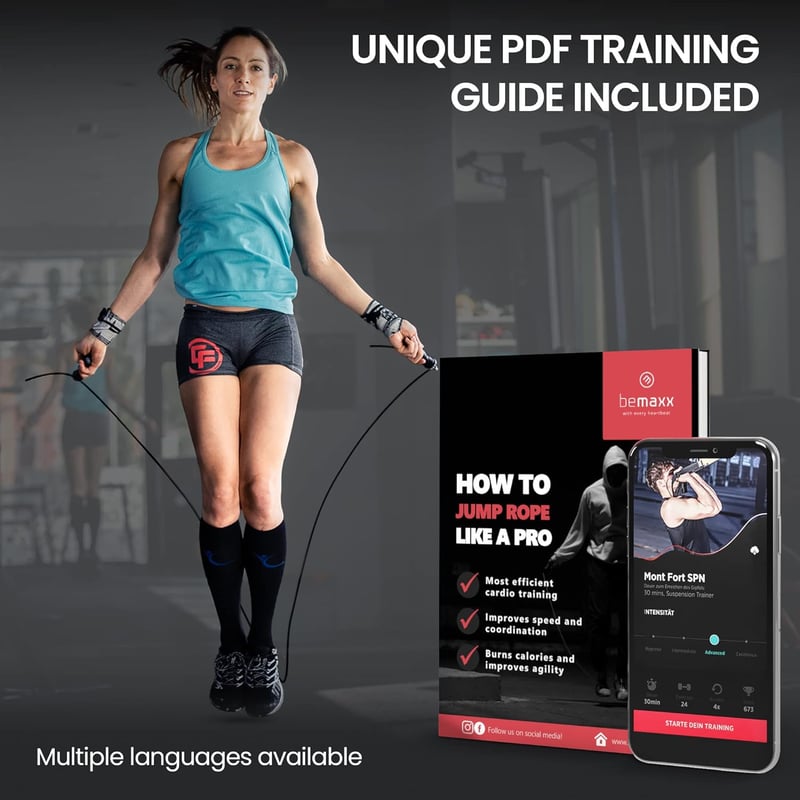 Profi Speed Rope ugrálókötél állítható acélkábellel és edzés e-könyvvel