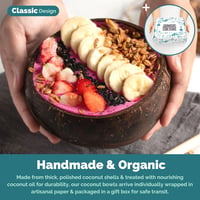 Jungle Culture Kókuszdió Tál Szett 2 db-os Fa Kanalakkal és Bambusz Szívószálakkal - Természetes Vegán Műanyagmentes Alternatíva Smoothie Tá 3
