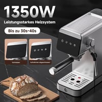 AMZCHEF Eszpresszó Kávéfőző 20 Bar Nyomással, LED Kijelzővel - 2 az 1-ben Tejhabosítós Kávégép, 1,2L Kivehető Tartály, Kompakt Rozsdamentes  3