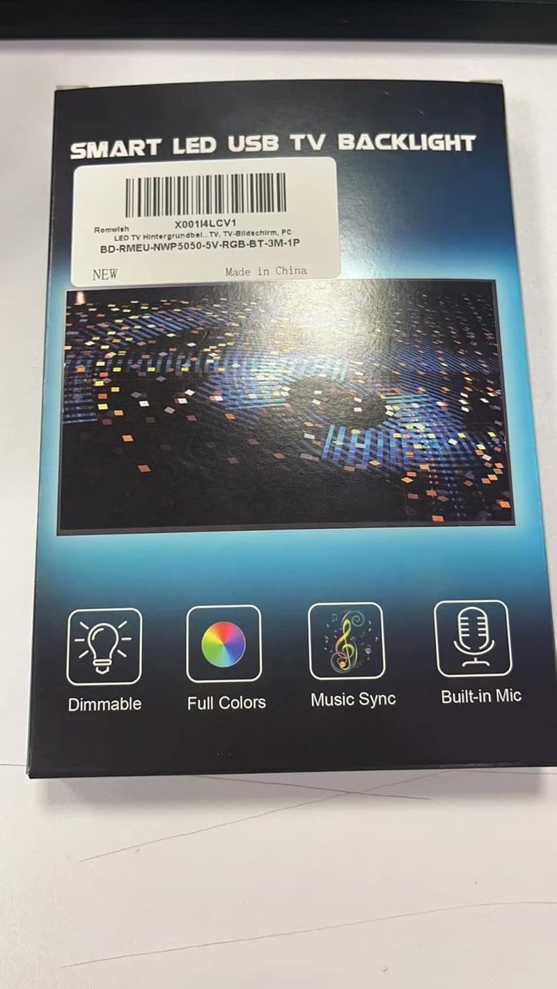 Romwish LED TV háttérvilágítás - 3m RGB szalag, Bluetooth, 40-50" TV-hez