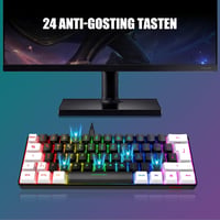 RedThunder 60% RGB Vezetékes Gamer Billentyűzet és Egér Szett, Mini Billentyűzet DE Kiosztással, 7200 DPI Ultrakönnyű Méhsejt Egér PC Mac PS 6