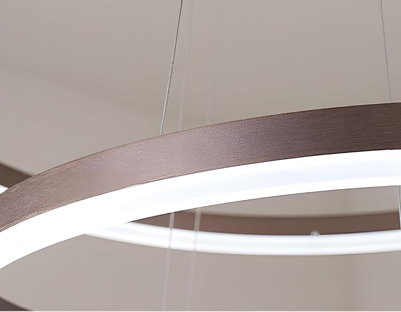 YYUTLUO Modern Kör LED Csillár - Barna Arany, 60 cm, 29W, Távirányítós Fényerőszabályzás, Alumínium-Akril, Nappali Mennyezeti Lámpa