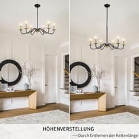MRHYSWD Arany-Fekete Csillár 6 Izzóval - Modern Vintage Függőlámpa Állítható Magassággal Nappaliba, Konyhába, Étkezőbe, Hálószobába 3