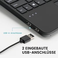 Perixx PERIBOARD-525 Mini USB Billentyűzet Beépített Touchpaddel - X-típusú Ollós Billentyűk - 2 USB Hub - Német Kiosztás - Windows 7/8/10/1 3