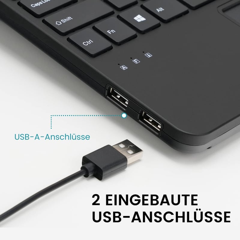 Perixx PERIBOARD-525 Mini USB Billentyűzet Beépített Touchpaddel - X-típusú Ollós Billentyűk - 2 USB Hub - Német Kiosztás - Windows 7/8/10/1
