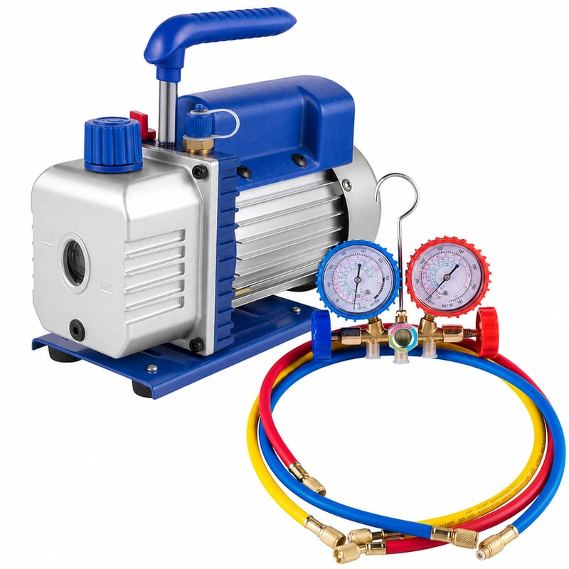 Vákuová pumpa VEVOR Mophorn na chladivo 3 CFM 1/4 HP HVAC - použitá, neúplná — bez manometra (stav: pozri 2. obrázok)