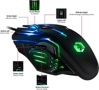 EMPIRE GAMING MK800 3 az 1-ben Gamer Szett - RGB Gamer Billentyűzet QWERTZ Német Kiosztás, Ergonomikus RGB Egér 2400 DPI, Egérpad PC PS4 PS5 - K800 Wired Schwarz 3