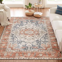 CHOSHOME Mosható Nappali Szőnyeg 120x170 cm - Vintage Narancssárga Rövid Szálú Puha Szőnyeg Keleti Mintával, Csúszásgátló Mikroszálas Boho S 2