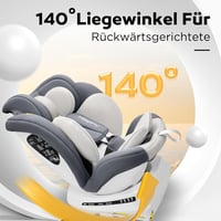 Miophy I-Size 360° Forgatható Gyerekülés, 0-12 éves korig (40-150 cm), Isofix csatlakozással, 5-pontos biztonsági övvel, Szürke 5