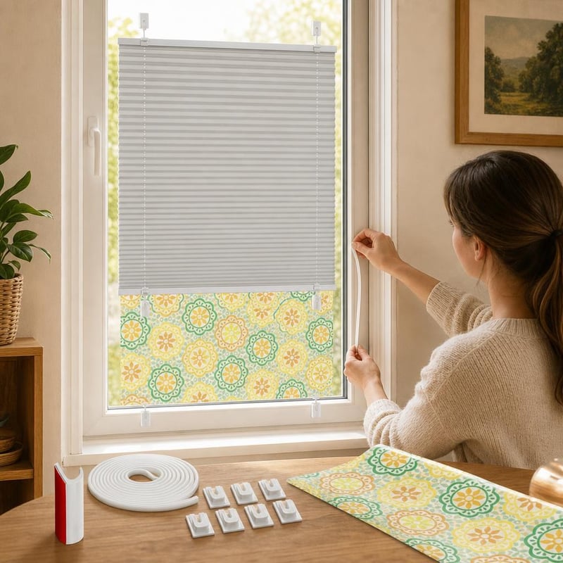 Sada tieniacej techniky: 1x roleta 45x200cm + UV fólia + tesniaca páska + 8x vodič popruhu